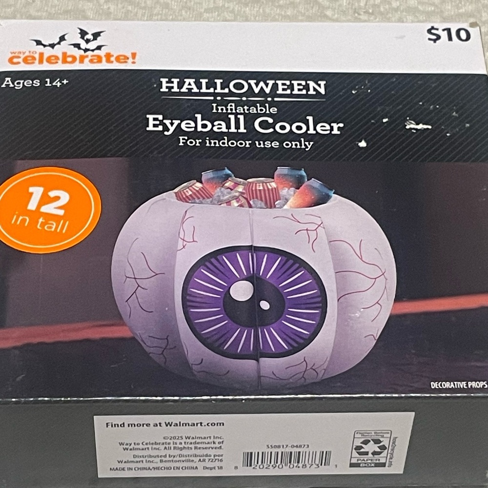 🔴 3/$12 Way to Celebrate!‎ Halloween Inflatable Purple Eyeball Cooler!